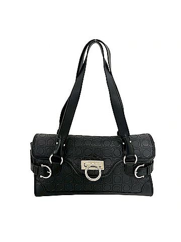 Salvatore Ferragamo Salvatore Ferragamo Gancini Pattern Leather Handbag Semi-Shoulder Bag Black 56512 (view 1)