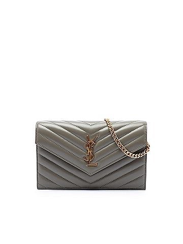 Saint Laurent Chevron Lambskin Monogram Envelope Chain Wallet (view 1)