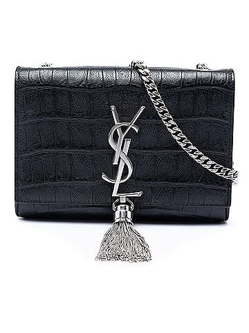 Saint Laurent Small Croc Embossed Leather Monogram Kate Tassel Crossbody (view 1)