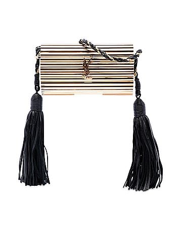Saint Laurent Ribbed Acrylic and Lambskin Fringe Monogram Opium Box Bag (view 1)