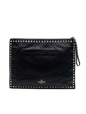 Valentino Large Leather Rockstud Clutch (view 1)