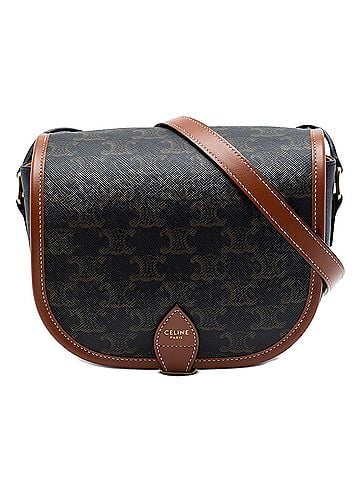 Céline Medium Triomphe Coated Canvas Folco Crossbody (view 1)