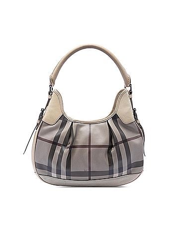 Burberry Smoke Check Coated Canvas Brooklyn Hobo (view 1)