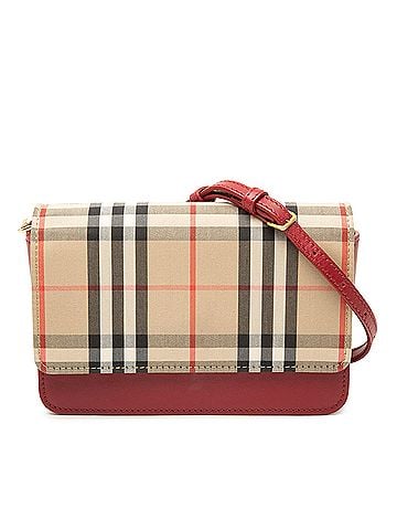 Burberry House Check Trimmed Leather Flap Crossbody (view 1)