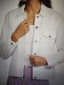 Eileen Fisher Solid White Denim Jacket Size L - photo 4