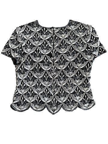 Papell Boutique Evening Scalloped Beaded Vintage Short Sleeve Blouse (view 2)