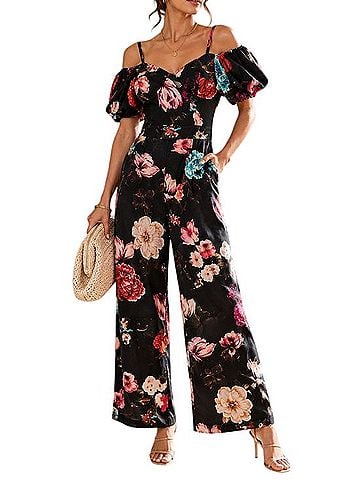 Ranna Gill Off-The-Shoulder Floral Jumpsuit Casual Pants (view 1)