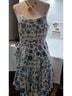 Aqua 100% Polyester Floral Blue White Cocktail Dress Size M - photo 4