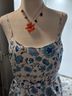 Aqua 100% Polyester Floral Blue White Cocktail Dress Size M - photo 5