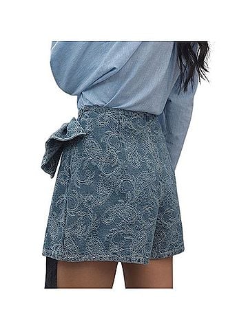 Avec Les Filles Oversized Bow Jacquard Denim Skort Skort (view 2)