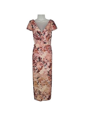 Adrianna Papell Floral Metallic Column Gown Cocktail Dress (view 1)