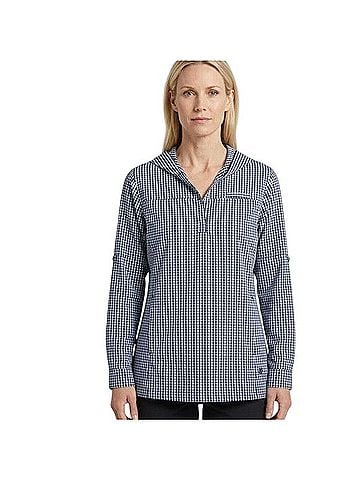 Coolibar Sea Spray Henley hoodie Long Sleeve T-Shirt (view 1)
