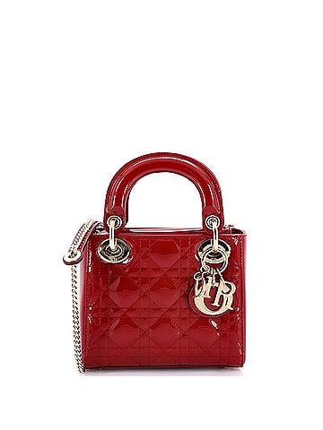 Christian Dior Lady Dior Chain Bag Cannage Quilt Patent Mini (view 1)