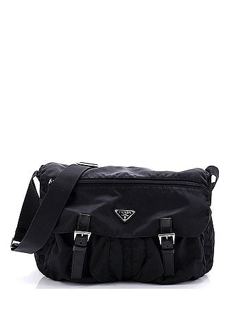 Prada Vintage Double Buckle Flap Messenger Bag Tessuto (view 1)