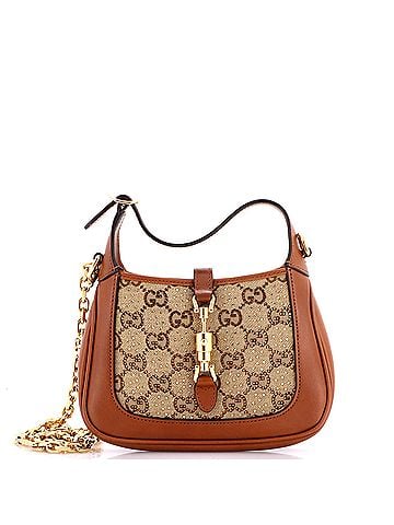 Gucci Jackie 1961 Chain Hobo Crystal Embellished GG Canvas Mini (view 1)