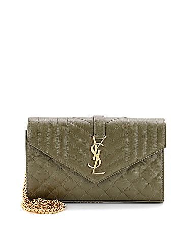 Saint Laurent Classic Monogram Chain Wallet Mixed Matelasse Leather Medium (view 1)