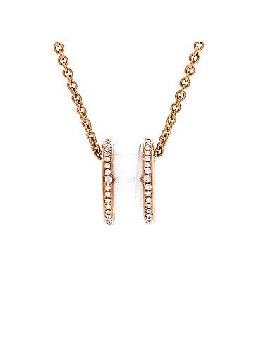 Bvlgari B.Zero1 Pendant Necklace 18K Rose Gold and Ceramic with Diamonds (view 1)