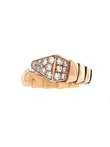Bvlgari Serpenti Viper One-Coil Ring 18K Rose Gold with Diamonds Wide (view 1)