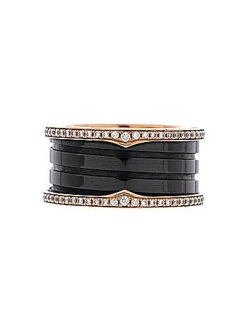Bvlgari B.Zero1 Three Band Ring 18K Rose Gold and Ceramic with Diamonds (view 1)