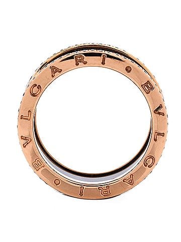 Bvlgari B.Zero1 Three Band Ring 18K Rose Gold and Ceramic with Diamonds (view 2)