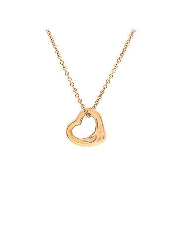 Tiffany & Co. Elsa Peretti Open Heart Pendant Necklace 18K Rose Gold 11mm (view 1)