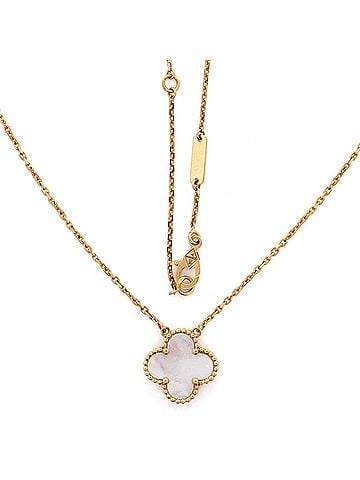 Van Cleef & Arpels Vintage Alhambra Pendant Necklace 18K Yellow Gold and Mother of Pearl (view 2)