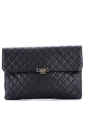 Chanel Golden Class O Case Clutch Quilted Caviar Large (view 1)