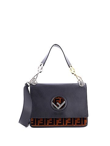 Fendi Kan I F Shoulder Bag Leather and Zucca Velvet Medium (view 1)