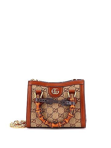 Gucci Diana NM Bamboo Handle Tote Crystal Embellished GG Canvas Mini (view 1)