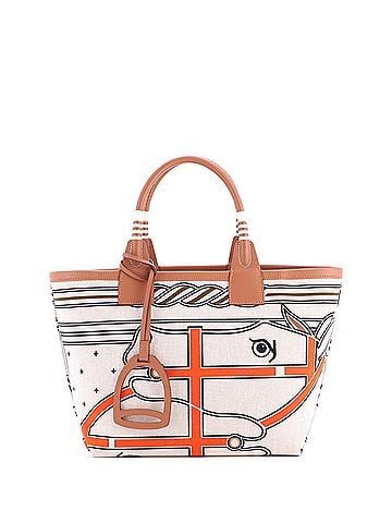 Hermès Sac Steeple Tote Printed Toile with Leather 28 (view 1)