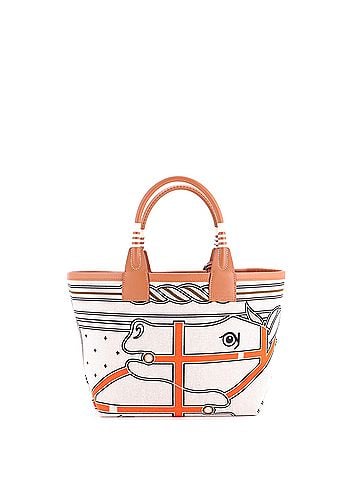 Hermès Sac Steeple Tote Printed Toile with Leather 28 (view 2)