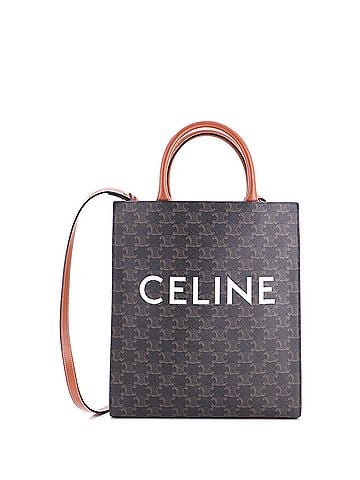 Céline Vertical Cabas Tote Triomphe Coated Canvas Small (view 1)