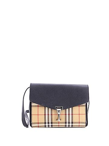 Burberry Macken Crossbody Bag Leather and Vintage Check Canvas Small (view 1)