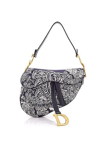 Christian Dior Toile De Jouy Saddle Bag Embroidered Canvas Medium (view 1)