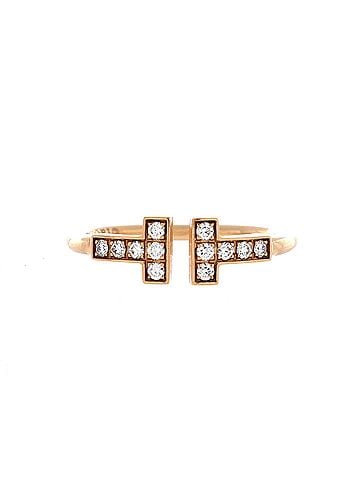 Tiffany & Co. T Wire Ring 18K Rose Gold with Diamonds (view 1)