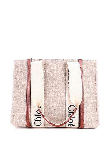 Chloé Woody Tote Canvas with Leather Medium (view 1)