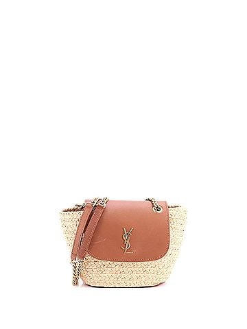 Saint Laurent Manon Basket Bag Raffia with Leather Mini (view 1)