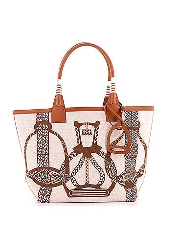 Hermès Sac Steeple Tote Printed Toile with Leather 28 (view 1)