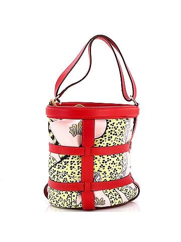 Hermès Musardine Bucket Bag Printed Silk with Leather (view 1)