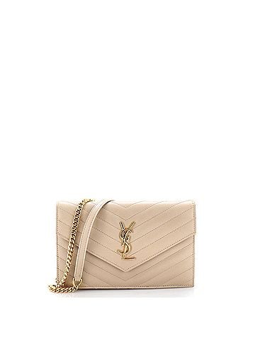 Saint Laurent Classic Monogram Wallet on Chain Matelasse Chevron Leather Small (view 1)