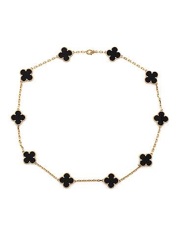 Van Cleef & Arpels Vintage Alhambra 10 Motifs Necklace 18K Yellow Gold and Onyx (view 1)
