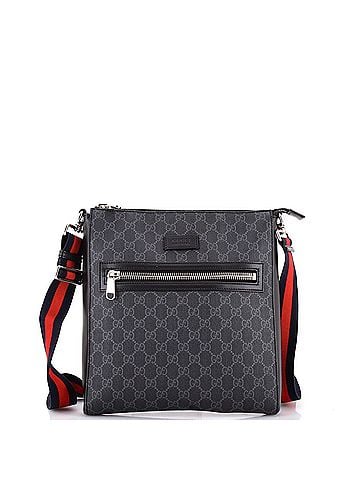 Gucci Web Strap Front Zip Messenger Bag GG Coated Canvas Medium (view 1)