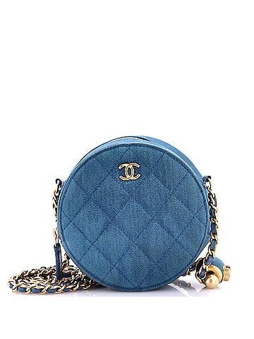 Chanel Pearl Crush Round Clutch with Chain Quilted Denim (view 1)