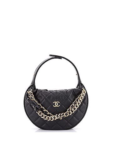 Chanel Double Chain Bow Hobo Pouch Quilted Caviar Mini (view 1)