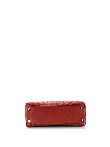 Chanel Coco Top Handle Bag Chevron Caviar with Lizard Embossed Handle Small (view 2)