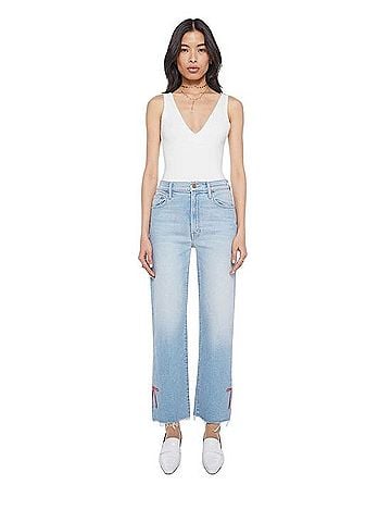 Mother The Rambler Zip Slice Hover Fray Jeans (view 1)
