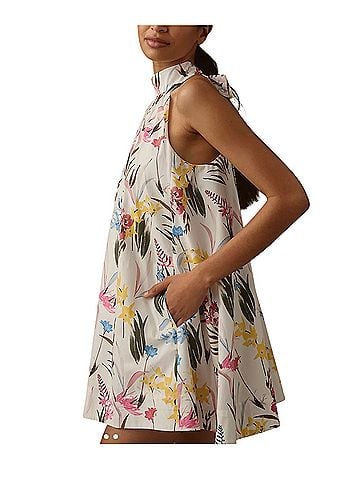 Maeve Anthropologie Lucey Poplin Halter  Mini Cocktail Dress (view 1)