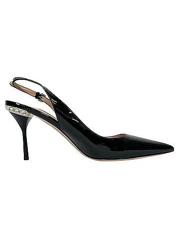 Miu Miu Miu Miu Embellished Slingback Pumps in Black Patent Leather (view 1)