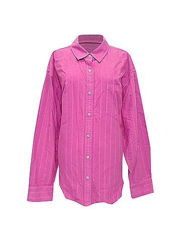 Alexander Wang Alexander Wang Frayed-Edge Boyfriend Shirt in Pink Cotton (view 1)