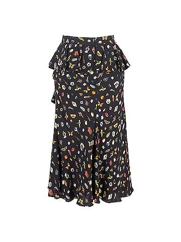 Alexander McQueen  Alexander Mcqueen Printed Ruffle Midi Skirt in Multicolor Viscose (view 1)